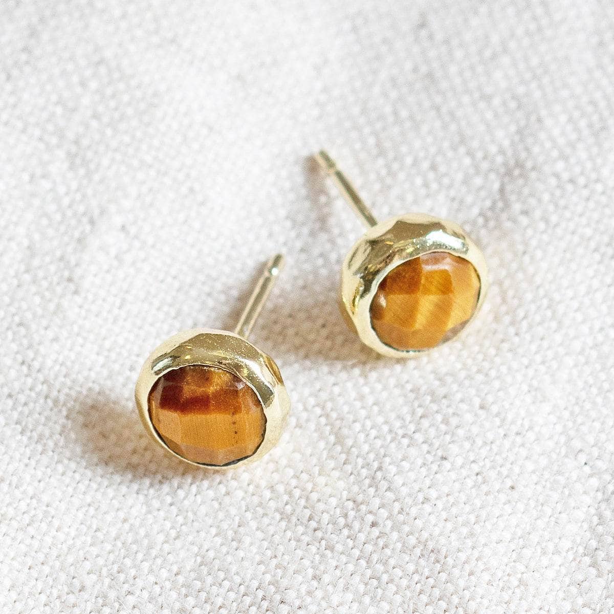 Tiger Eye Silver or Gold Stud Earrings