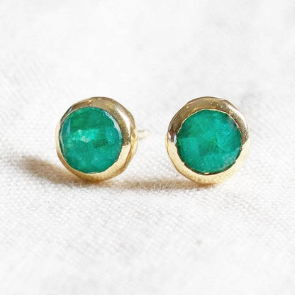 Green Jade Silver or Gold Stud Earrings