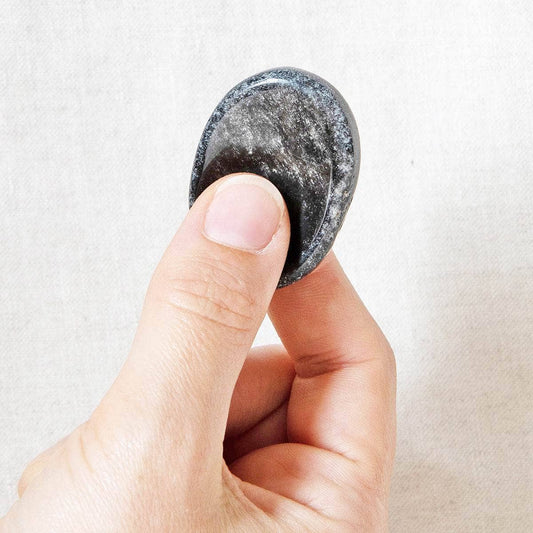 Silver Obsidian Worry Stone