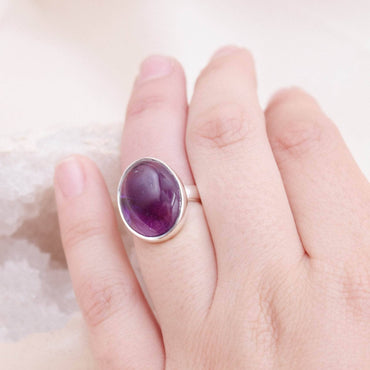 Polished Oval Amethyst Ring - 1 of a Kind