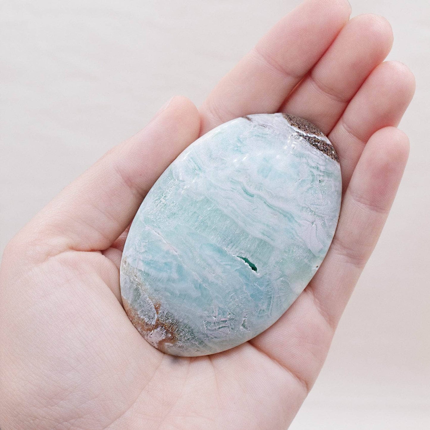 Blue Caribbean Calcite Palm Stones-AAA Premium Quality