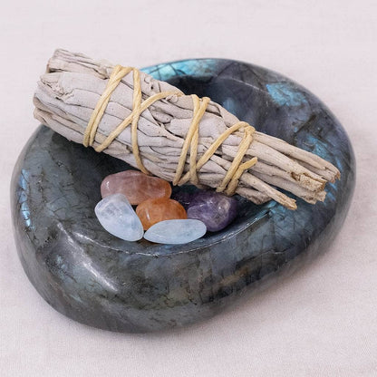 Genuine Labradorite Blue Flame Bowl - 1 of a Kind