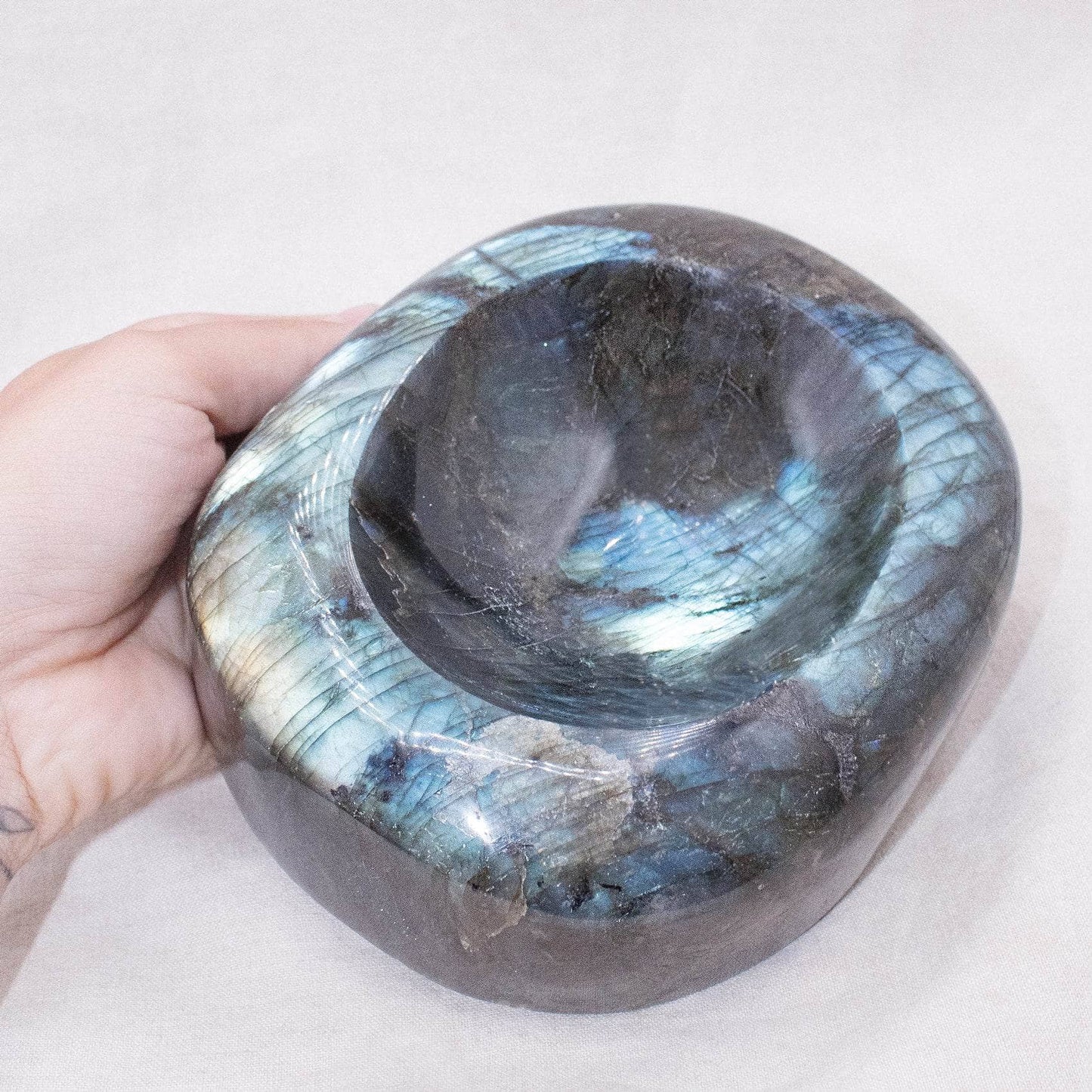 Genuine Labradorite Blue Flame Bowl - 1 of a Kind