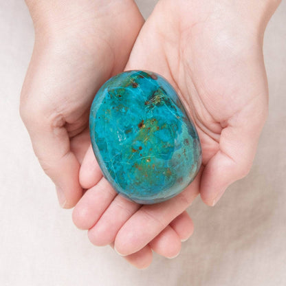 Rare Peruvian Chrysocolla Palm Stone