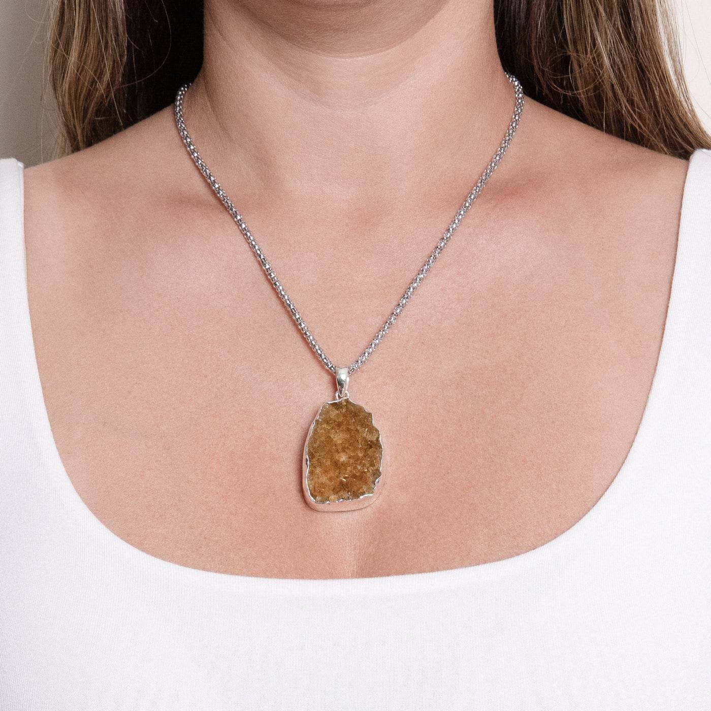 Citrine Druzy Pendant Necklace