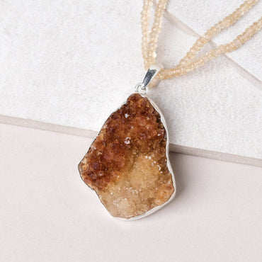 Citrine Druzy Pendant Necklace