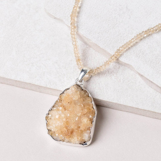 Citrine Druzy Pendant Necklace