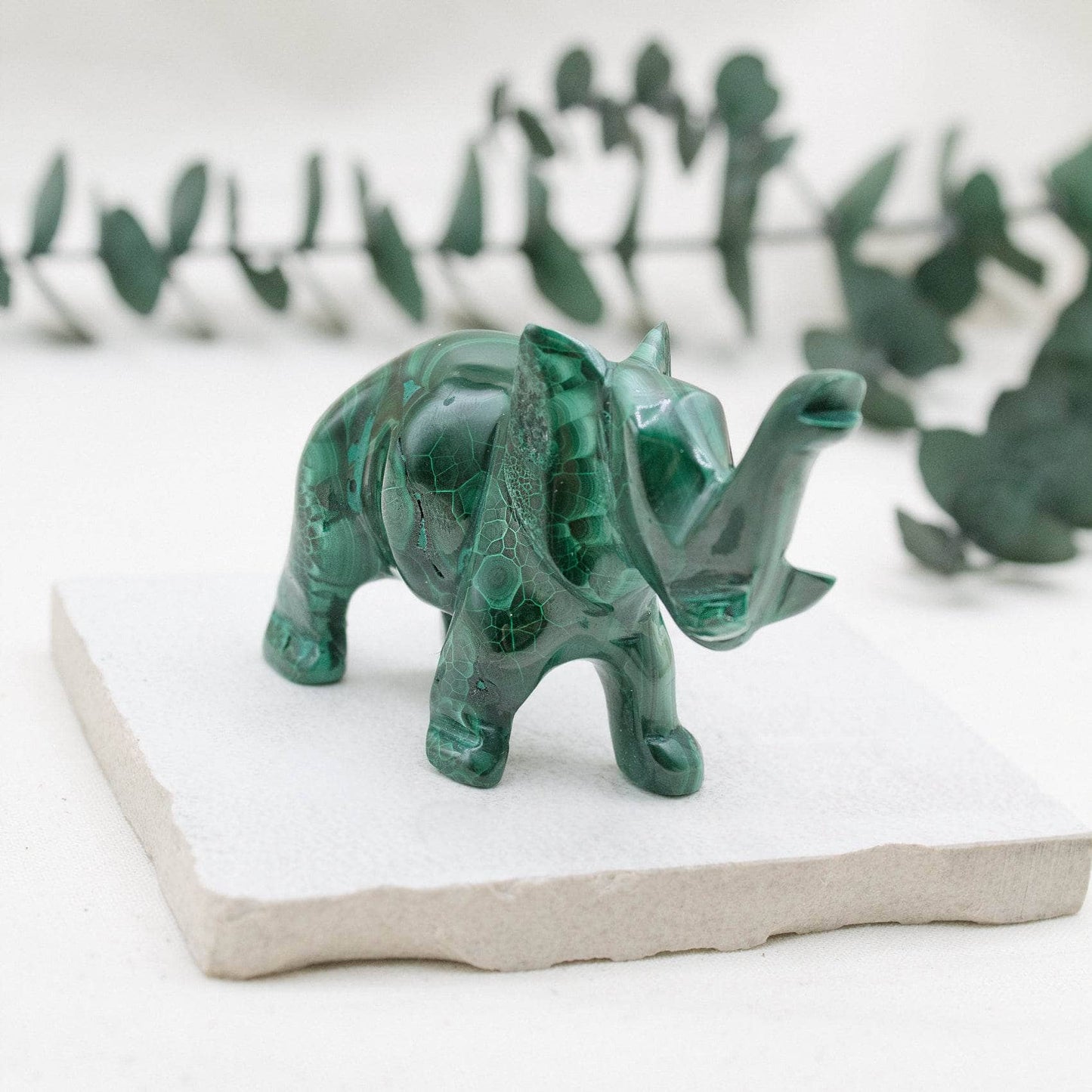 Genuine Malachite Elephants - Hand Carved - 1 of a Kind