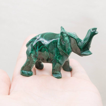 Genuine Malachite Elephants - Hand Carved - 1 of a Kind