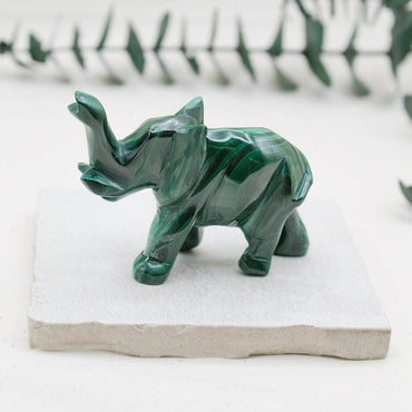 Genuine Malachite Elephants - Hand Carved - 1 of a Kind