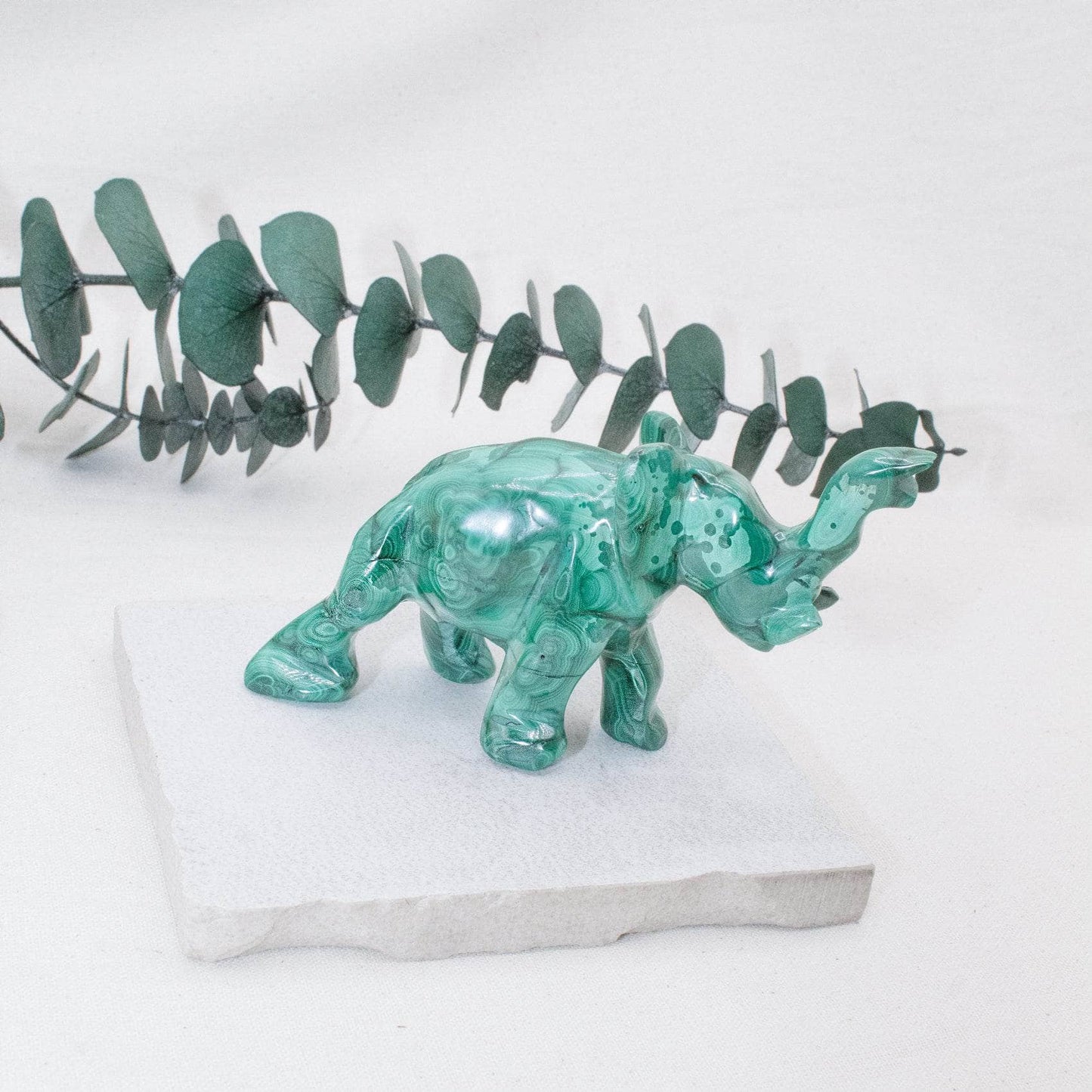 Genuine Malachite Elephants - Hand Carved - 1 of a Kind