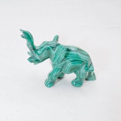 Genuine Malachite Elephants - Hand Carved - 1 of a Kind