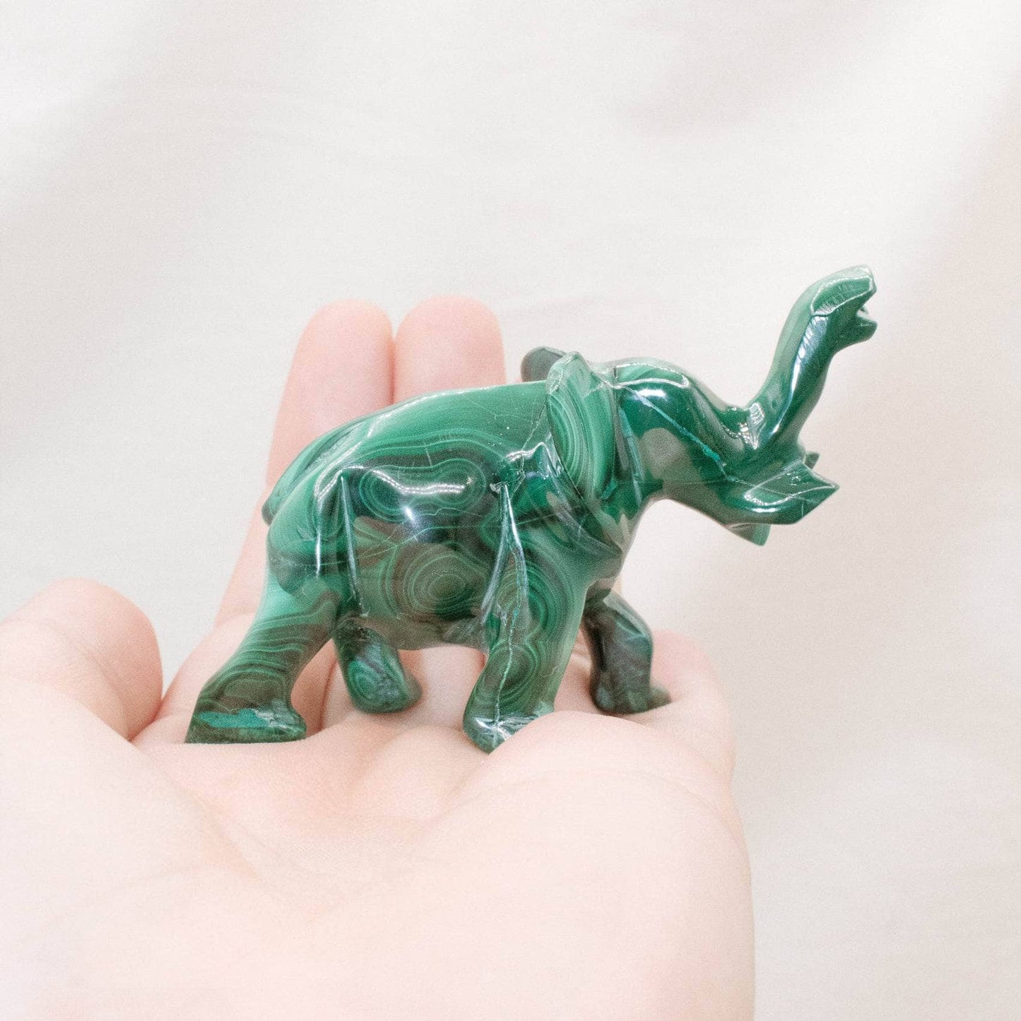 Genuine Malachite Elephants - Hand Carved - 1 of a Kind