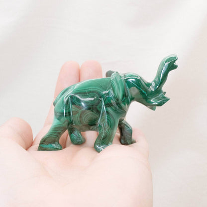 Genuine Malachite Elephants - Hand Carved - 1 of a Kind