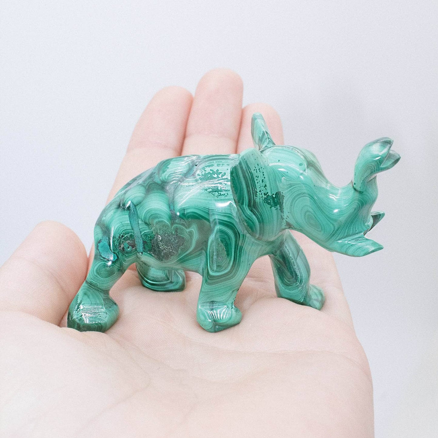 Genuine Malachite Elephants - Hand Carved - 1 of a Kind