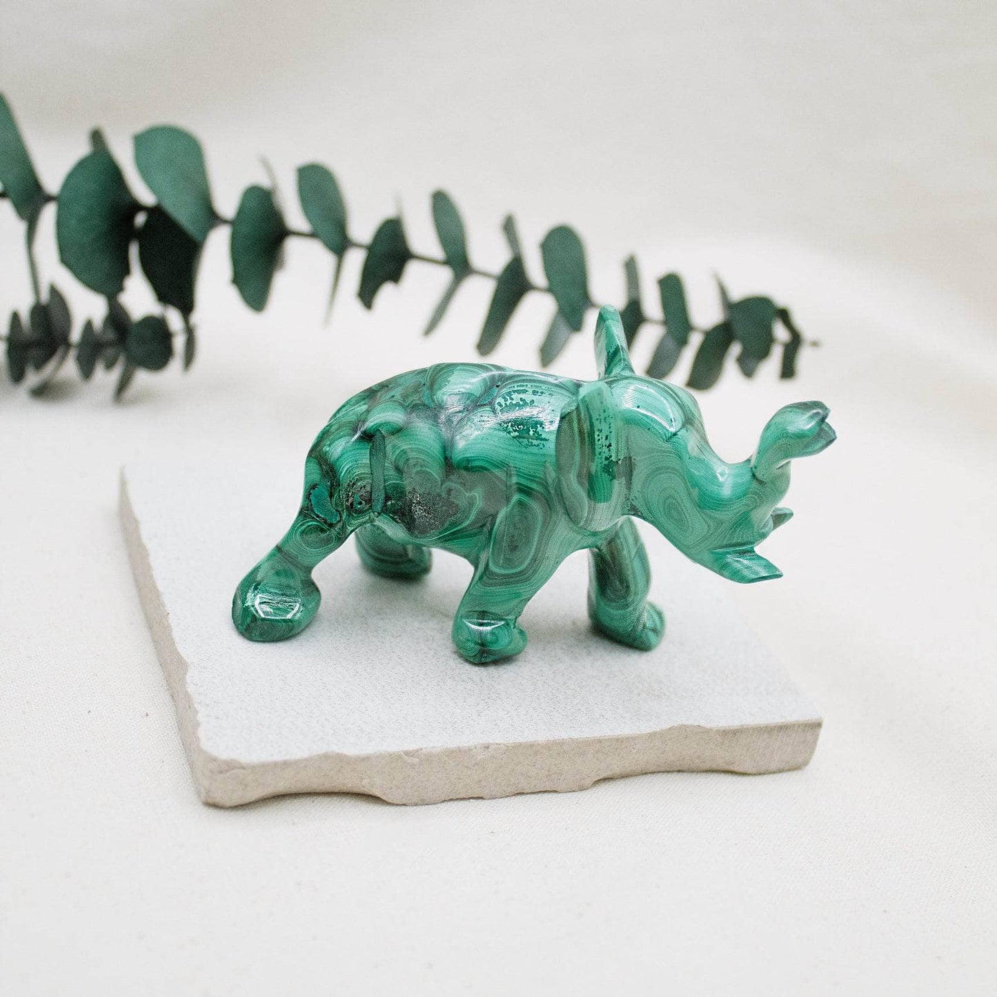 Genuine Malachite Elephants - Hand Carved - 1 of a Kind