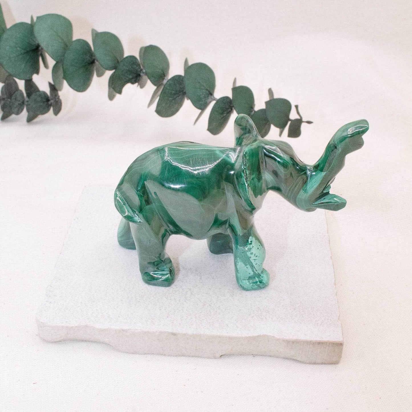 Genuine Malachite Elephants - Hand Carved - 1 of a Kind