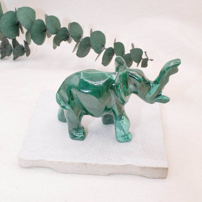 Genuine Malachite Elephants - Hand Carved - 1 of a Kind