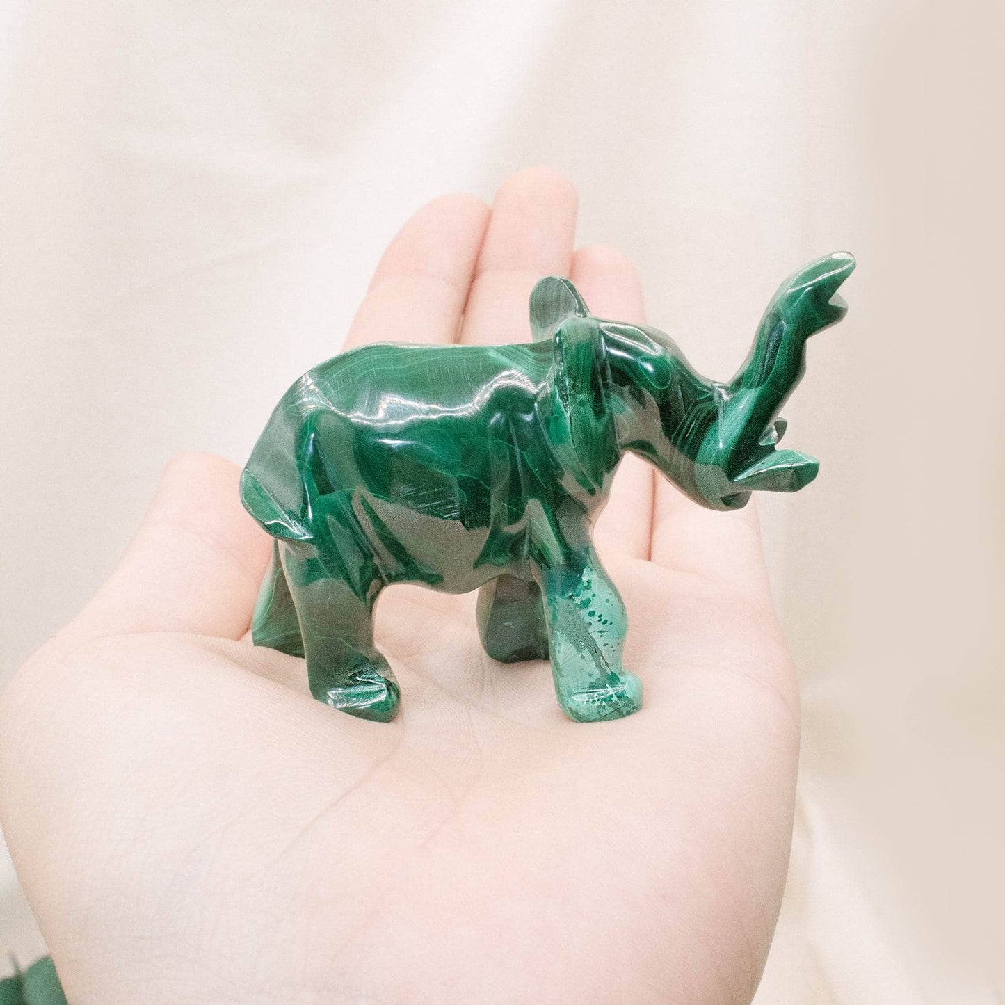 Genuine Malachite Elephants - Hand Carved - 1 of a Kind