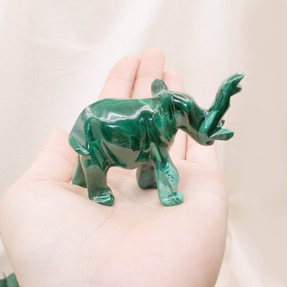 Genuine Malachite Elephants - Hand Carved - 1 of a Kind