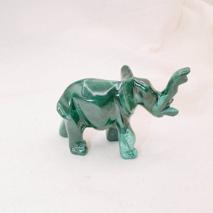 Genuine Malachite Elephants - Hand Carved - 1 of a Kind