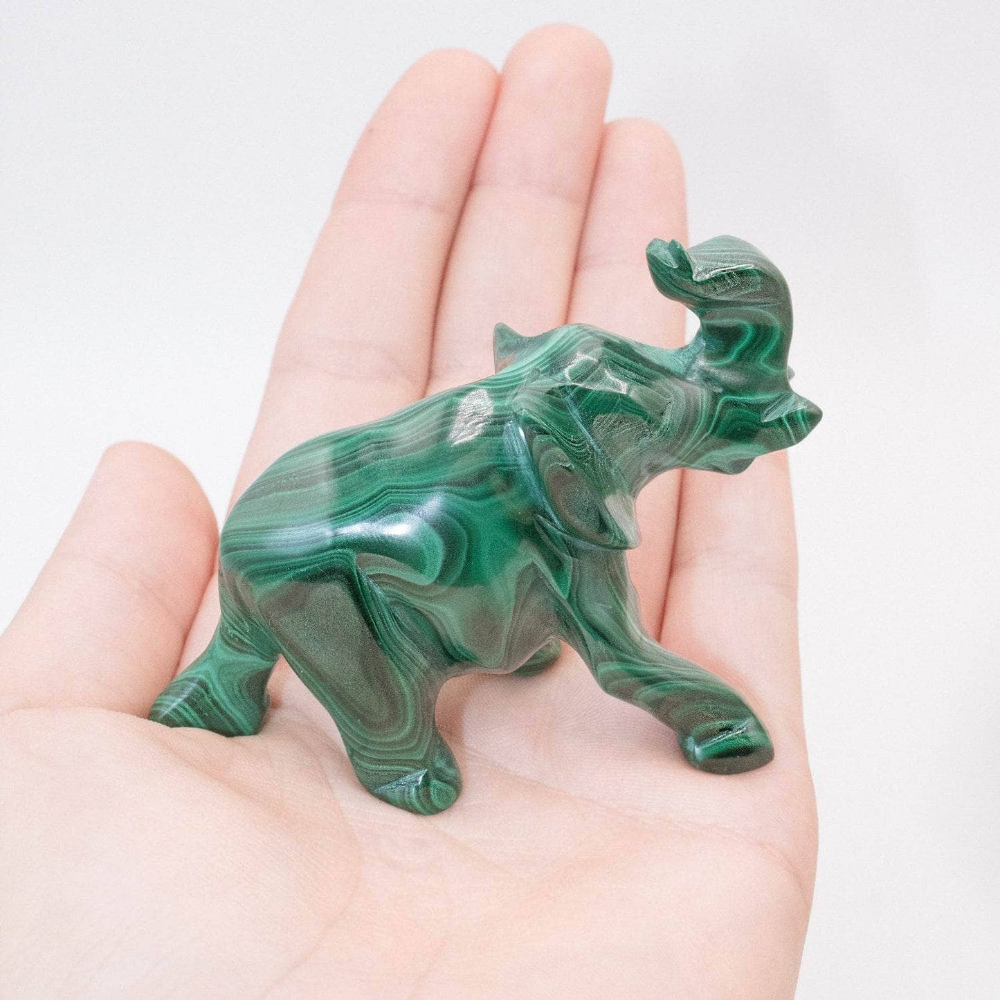 Genuine Malachite Elephants - Hand Carved - 1 of a Kind