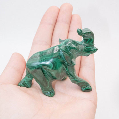 Genuine Malachite Elephants - Hand Carved - 1 of a Kind