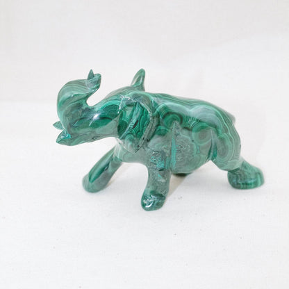 Genuine Malachite Elephants - Hand Carved - 1 of a Kind