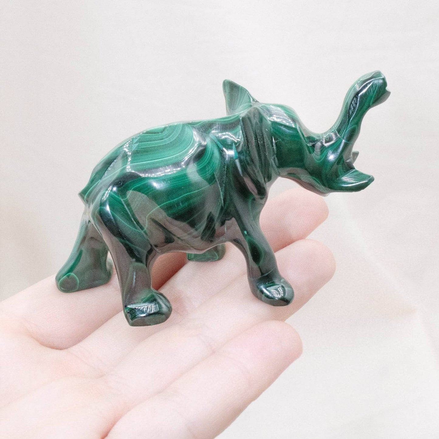 Genuine Malachite Elephants - Hand Carved - 1 of a Kind
