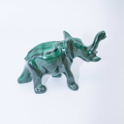 Genuine Malachite Elephants - Hand Carved - 1 of a Kind