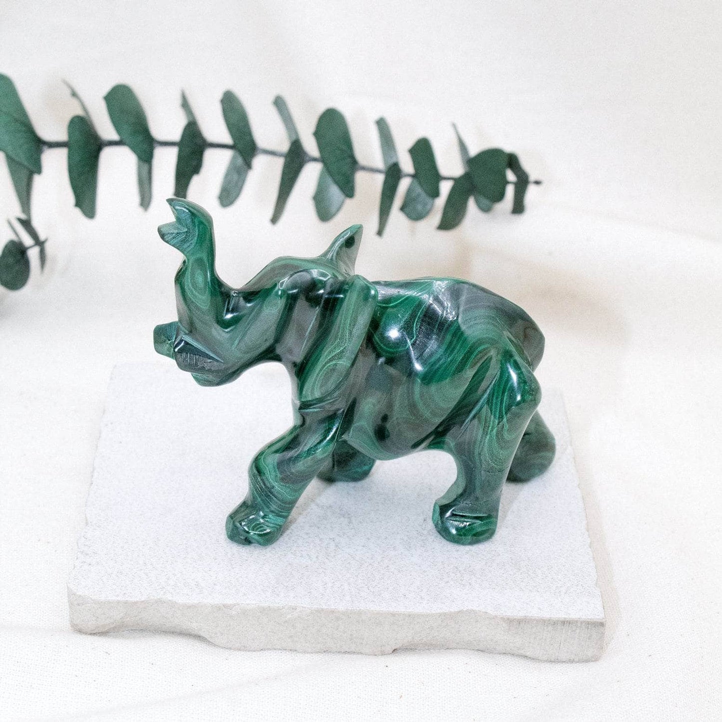 Genuine Malachite Elephants - Hand Carved - 1 of a Kind