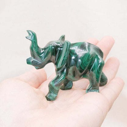 Genuine Malachite Elephants - Hand Carved - 1 of a Kind