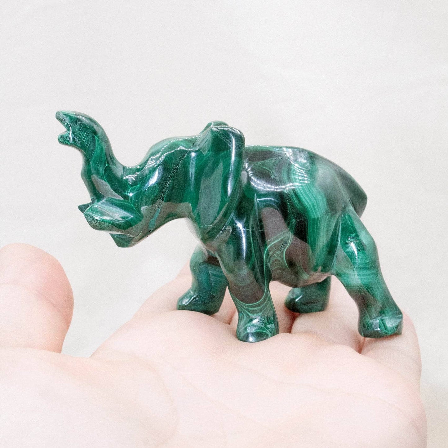 Genuine Malachite Elephants - Hand Carved - 1 of a Kind