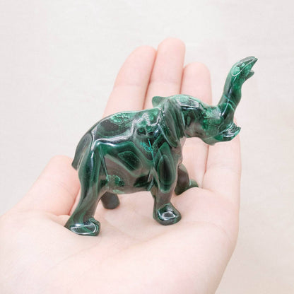 Genuine Malachite Elephants - Hand Carved - 1 of a Kind