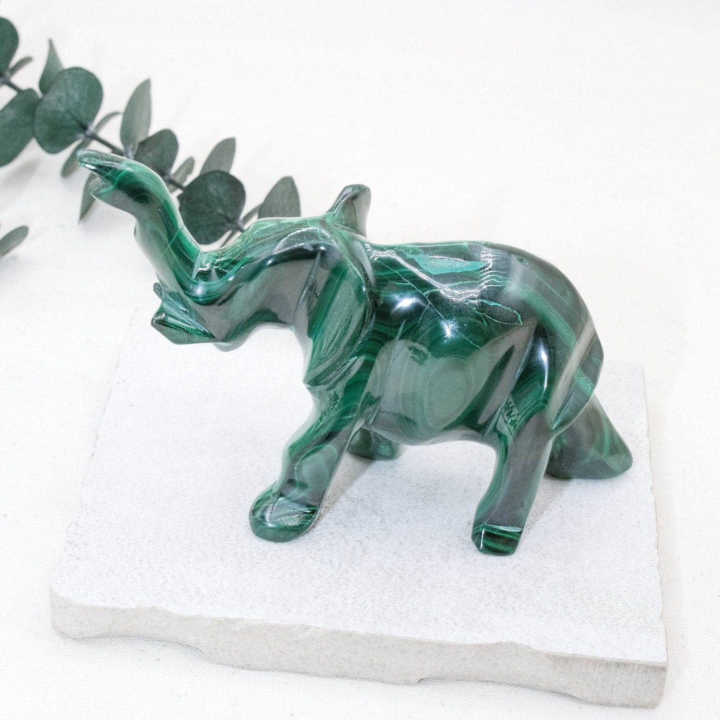 Genuine Malachite Elephants - Hand Carved - 1 of a Kind