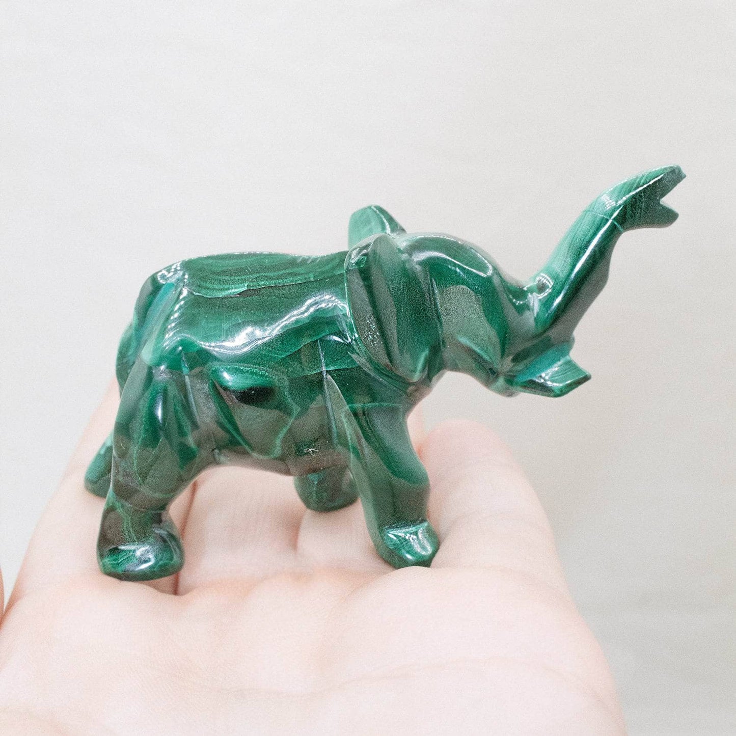 Genuine Malachite Elephants - Hand Carved - 1 of a Kind