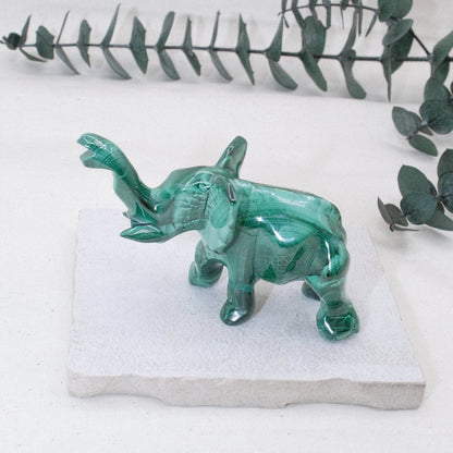 Genuine Malachite Elephants - Hand Carved - 1 of a Kind