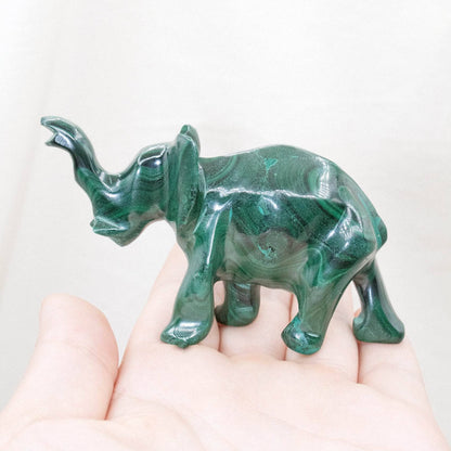 Genuine Malachite Elephants - Hand Carved - 1 of a Kind