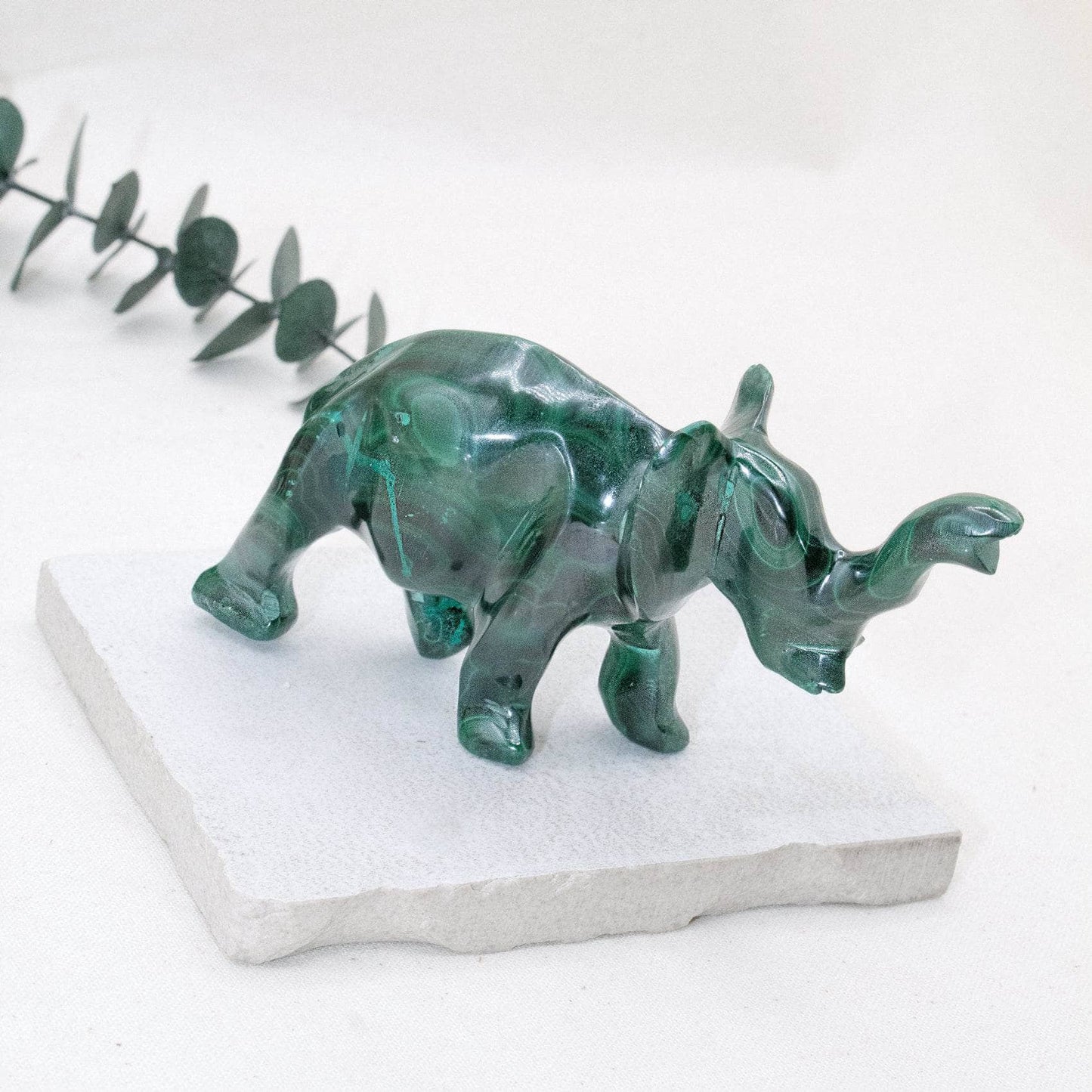 Genuine Malachite Elephants - Hand Carved - 1 of a Kind