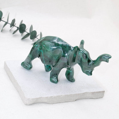 Genuine Malachite Elephants - Hand Carved - 1 of a Kind