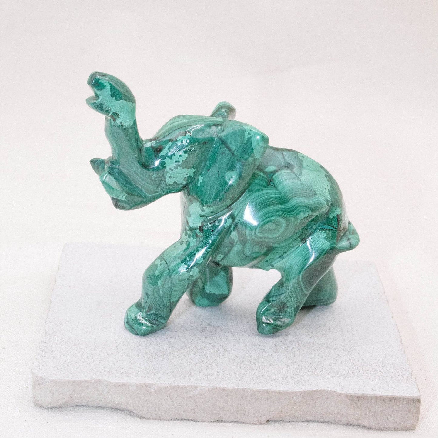 Genuine Malachite Elephants - Hand Carved - 1 of a Kind