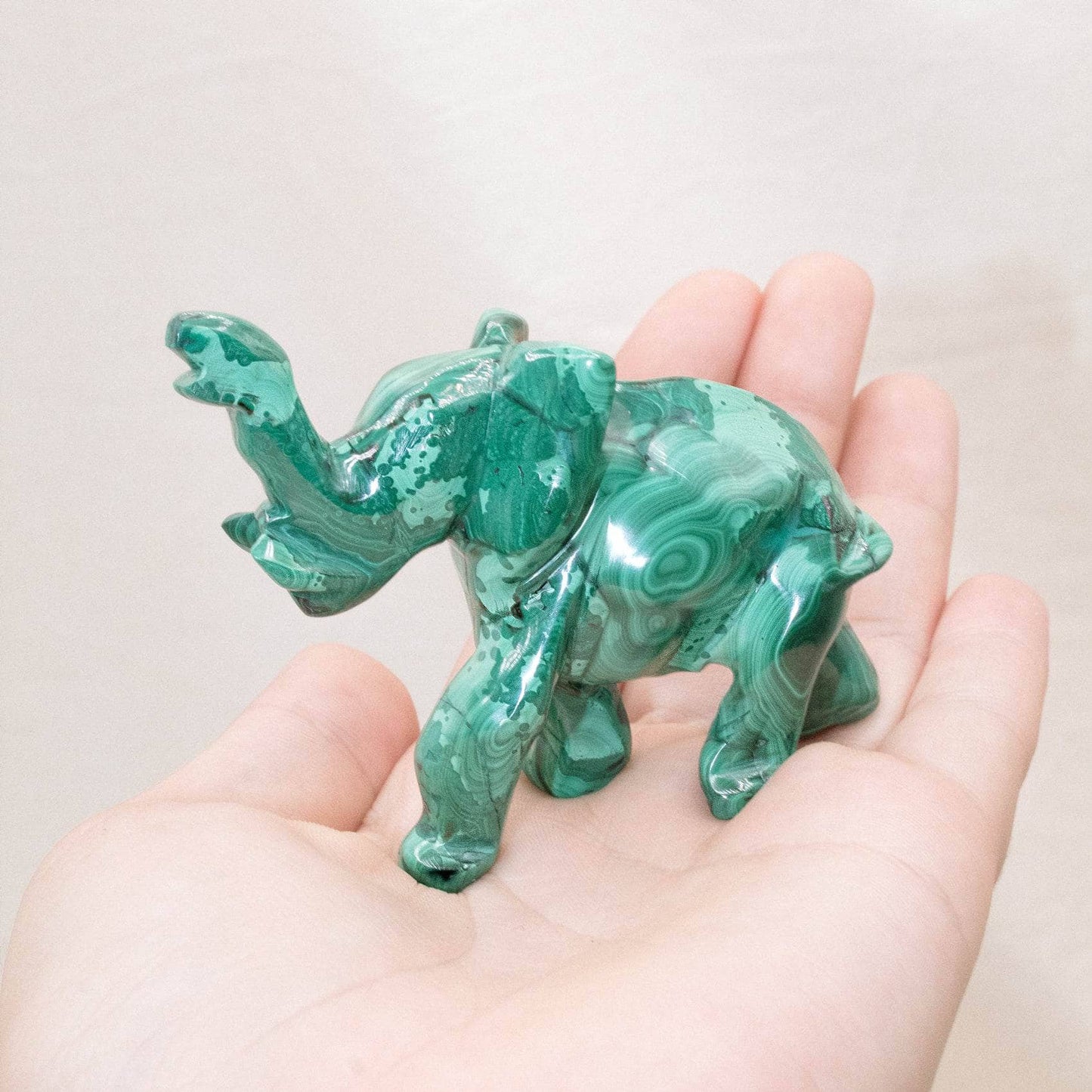 Genuine Malachite Elephants - Hand Carved - 1 of a Kind