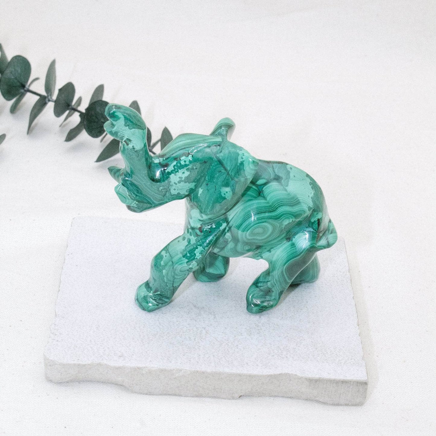 Genuine Malachite Elephants - Hand Carved - 1 of a Kind