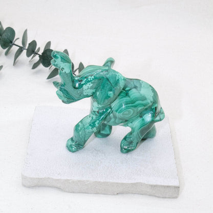 Genuine Malachite Elephants - Hand Carved - 1 of a Kind