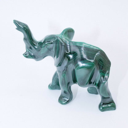 Genuine Malachite Elephants - Hand Carved - 1 of a Kind