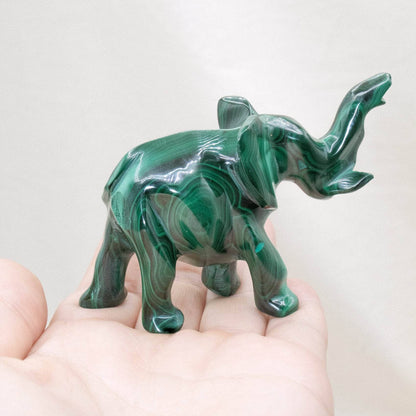 Genuine Malachite Elephants - Hand Carved - 1 of a Kind
