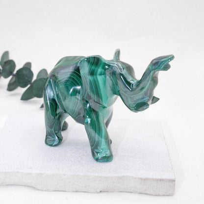 Genuine Malachite Elephants - Hand Carved - 1 of a Kind