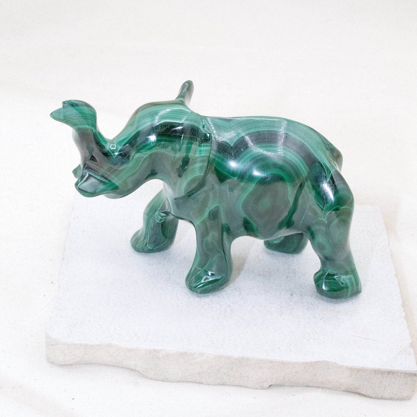 Genuine Malachite Elephants - Hand Carved - 1 of a Kind