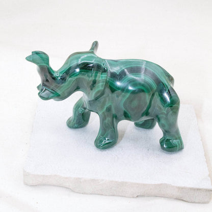 Genuine Malachite Elephants - Hand Carved - 1 of a Kind