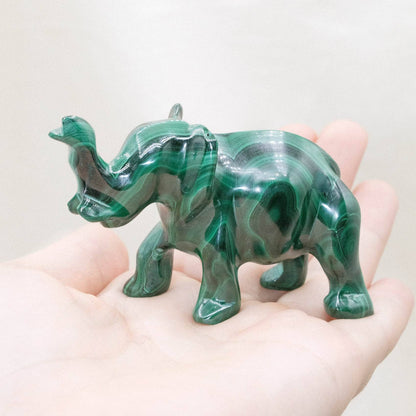 Genuine Malachite Elephants - Hand Carved - 1 of a Kind